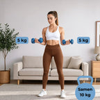 HUSH Sport - Dumbbells set 2 x 5 kg donkerblauw - vinyl coating met antislip grip - gietijzer - afbeelding 5