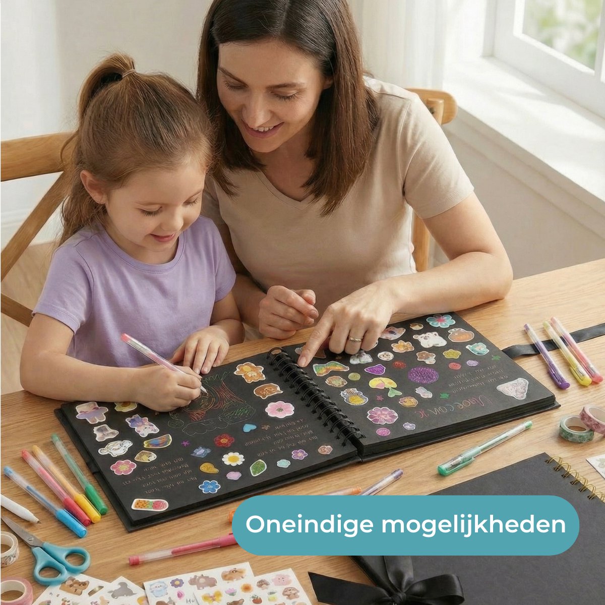 RENALUX Fotoalbum Plakalbum - Scrapbook Album - Plakboek - Foto Album - Gastenboek Bruiloft - Baby Album- 80 Pagina's - Zwart - afbeelding 5