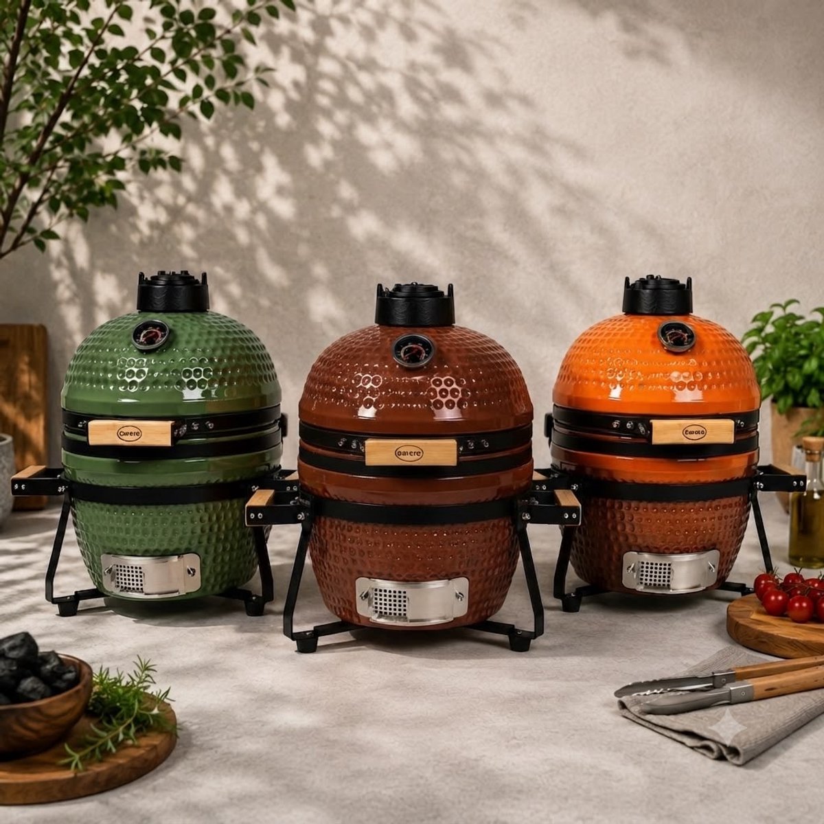 Barero Kamado BBQ - 13 inch houtskool barbecue - inclusief onderstel - Egg met Accesoires - Rood - PFAS-vrij - afbeelding 3