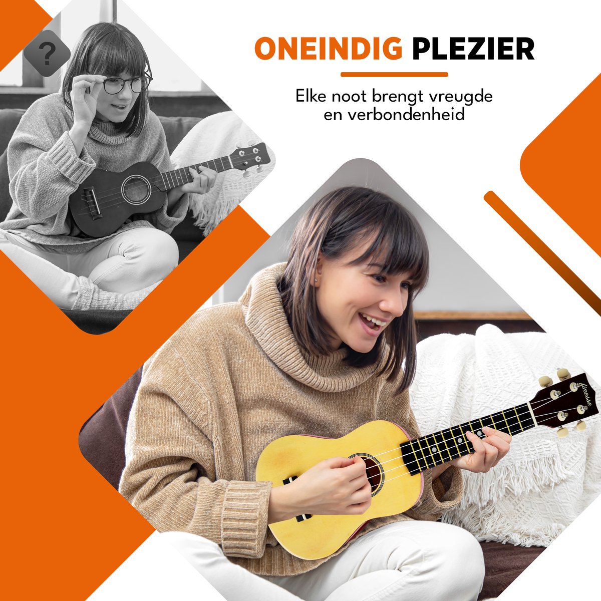 Finesse Ukelele - Starterset - 21" - Ukulele - Kind - Muziekinstrument - Houtkleurig - afbeelding 3