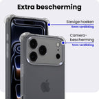 Hoesje - Geschikt voor Apple iPhone 17 Pro - Sterk & Shockproof - Siliconen Shock Case - Hoes Cover - Telefoonhoes - Transparant - afbeelding 4