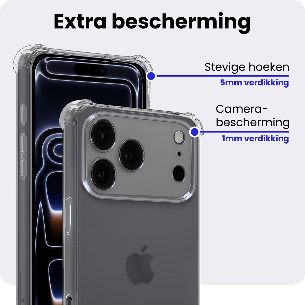 Hoesje - Geschikt voor Apple iPhone 17 Pro - Sterk & Shockproof - Siliconen Shock Case - Hoes Cover - Telefoonhoes - Transparant - afbeelding 4