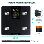 FITAGE LED Weegschaal Personenweegschaal Digitaal - Slimme Weegschaal met 17x Lichaamsanalyse - Weegschalen - FITAGE App - afbeelding 5