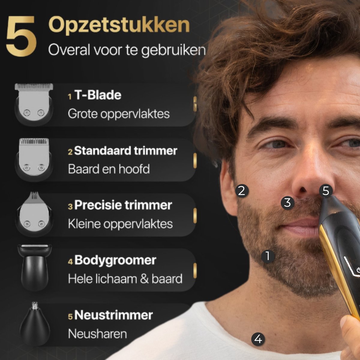 Wellshave 5 in 1 Baardtrimmer Mannen Pro - Trimmer Baard en Lichaam - afbeelding 3