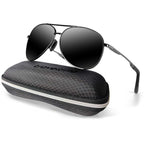 Traveltime® - Piloten Zonnebril - Gepolariseerd - Dames / Heren - Unisex - met Volledig Cadeaupakket - Zwart - afbeelding 1