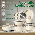21-delige pannenset antiaanbaklaag in beige graniet - afbeelding 5