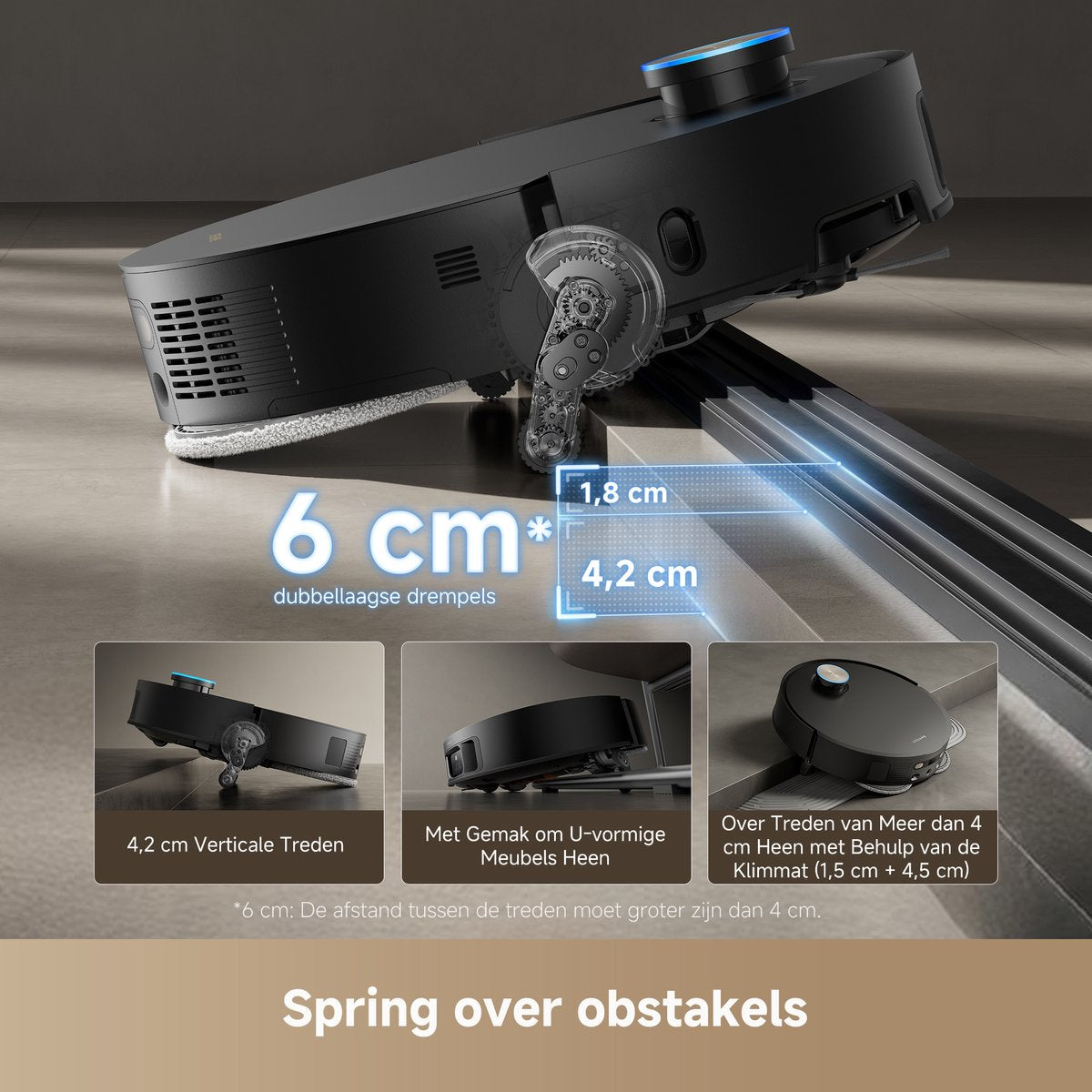 Dreame X50 Ultra Complete - Robotstofzuiger met dweilfunctie - Geschikt voor huisdierharen - Complete Accessoires kit - Eenvoudig schoonmaken van laag meubilair - Zwart - afbeelding 5