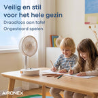 Aironex Opvouwbare Draagbare Ventilator – Stille Tafelventilator & Staande Ventilator – USB Oplaadbaar en Draadloos met LED-licht – Compacte Mini Ventilator voor Bureau, Slaapkamer, Thuis, Kantoor & Camping - Ventilatoren - afbeelding 3