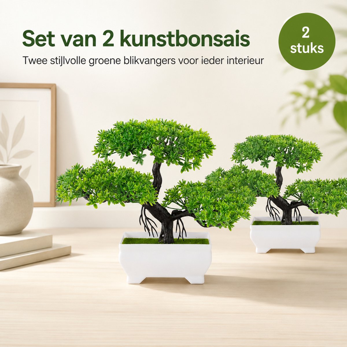 Boncy® Premium Bonsai Kunstplant in pot - 2 stuks Kunstplanten - Nep planten voor Binnen en Buiten - Kamer Decoratie - Nepplanten Kunst plant Boompje - Kunstbloemen - afbeelding 5