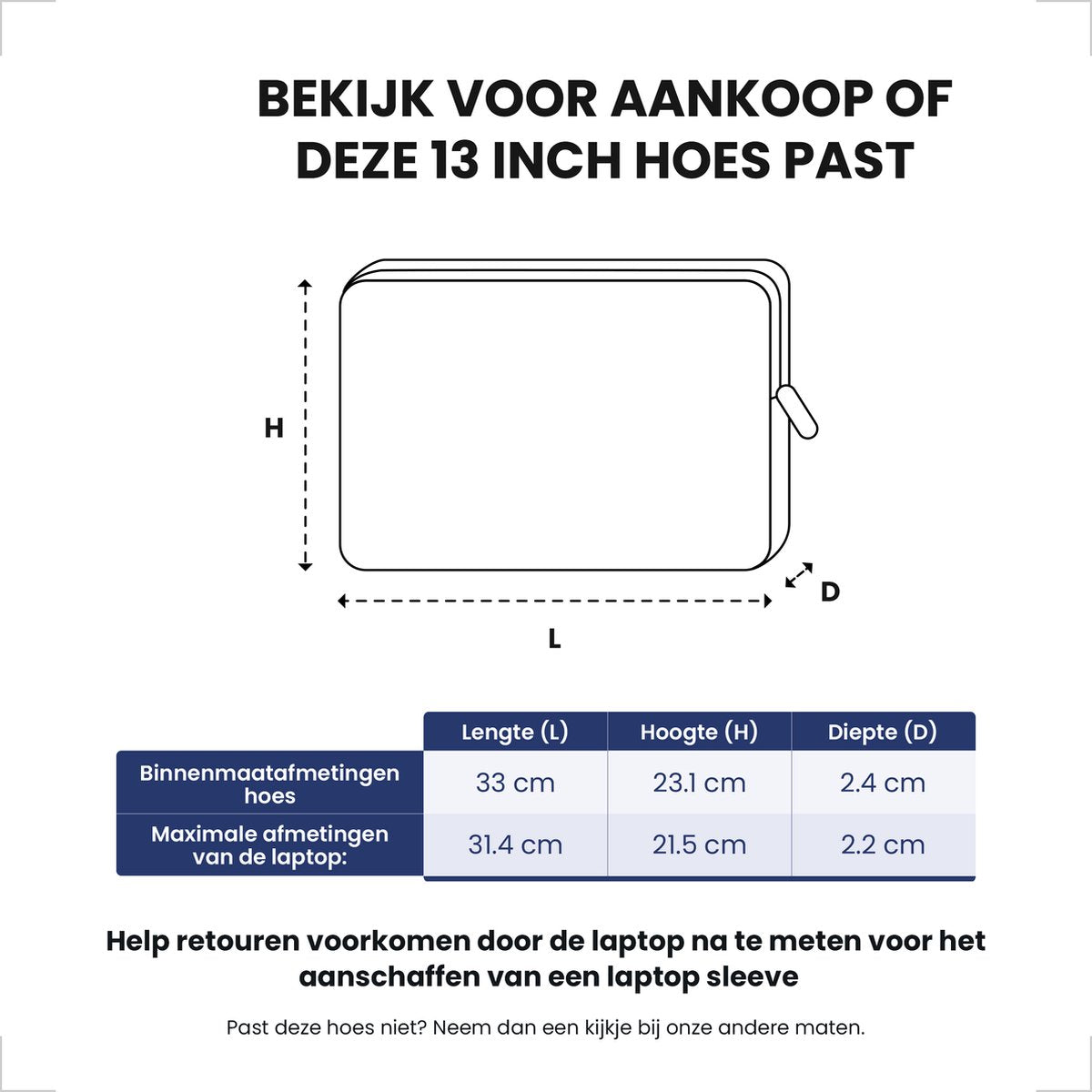 Laptophoes 13 Inch XV - Laptop Sleeve met Extra Vakken - Geschikt voor Macbook Air & Pro - Zwart - afbeelding 2