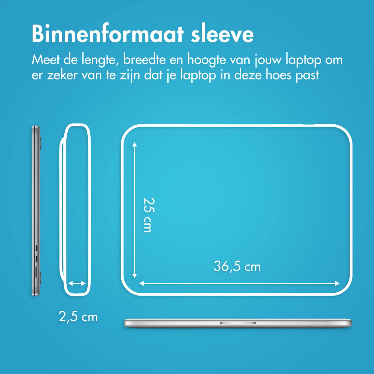 imoshion Laptop sleeve met vak - Laptop Hoes geschikt voor 15 / 15.3 / 15.6 / 16 / 16.2 inch - Zwart - afbeelding 2