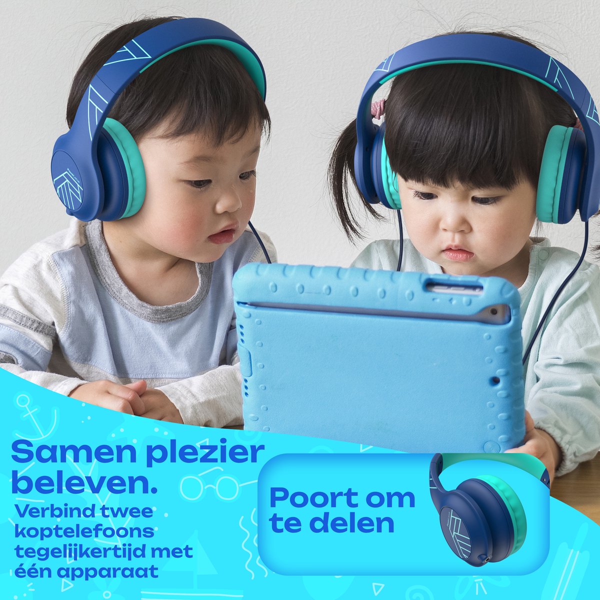 PowerLocus PLED Wired Kinder Koptelefoon met Draad - Koptelefoon voor kinderen - Veilig volume van 85dB en 94dB - afbeelding 3