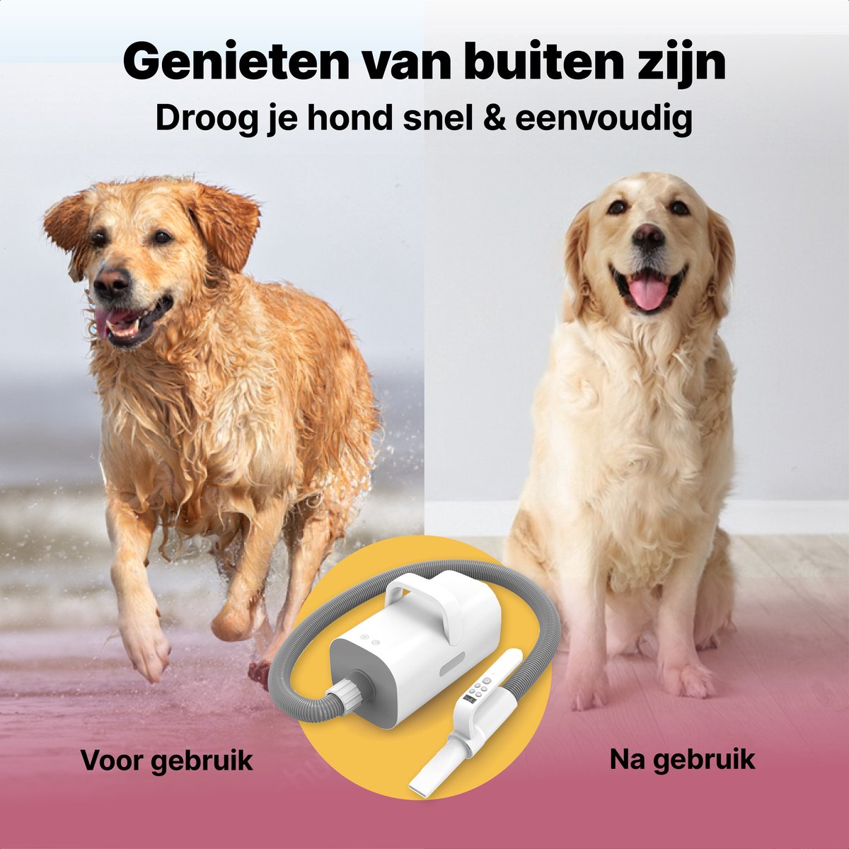 Jake and Jacky Professionele Hondenfohn - Waterblazer voor Honden - Hondenföhn met 4 Opzetstukken - Honden Droger - Stil Design - afbeelding 3