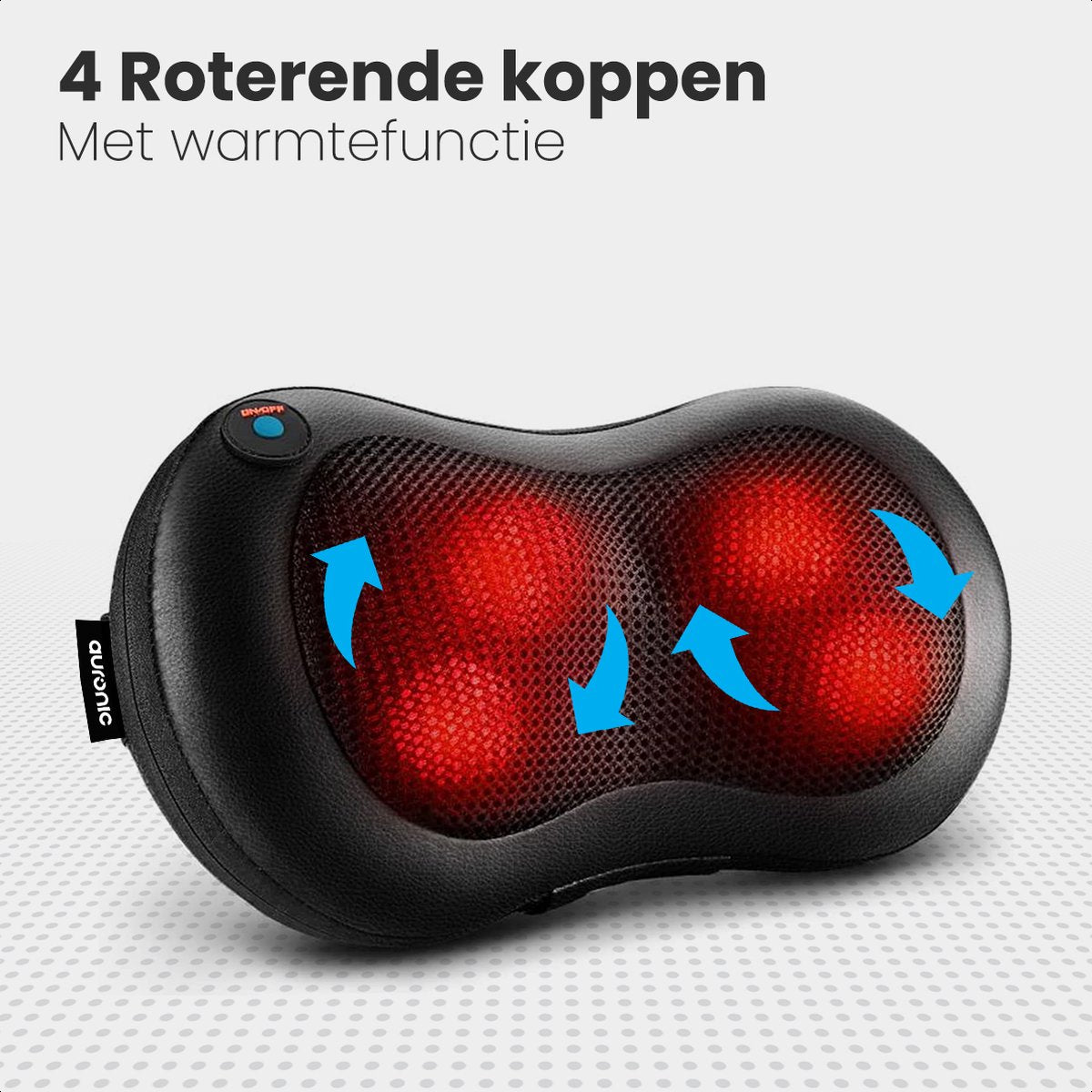 Auronic Draadloos Shiatsu Massage kussen - Elektrisch Nek en Rug Massage Apparaat - Infrarood Warmte Functie - afbeelding 4