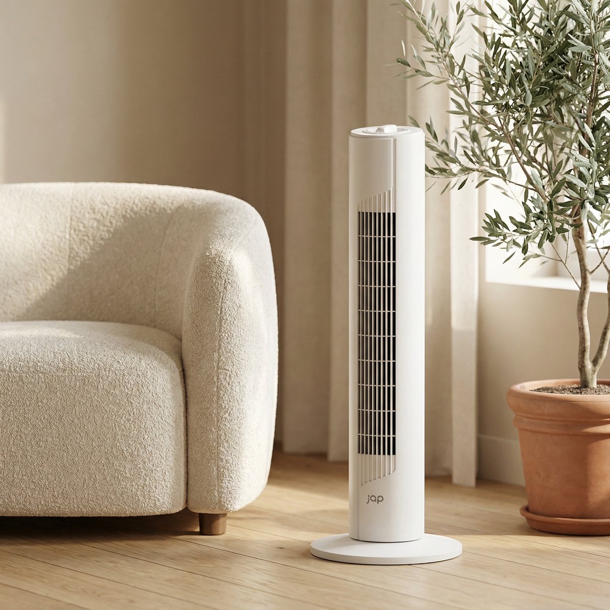 Energiezuinige Ventilator - Torenventilator met 3 blaasstanden en oscilatie - Slaapkamer - Wit - JAP Quebec - afbeelding 4