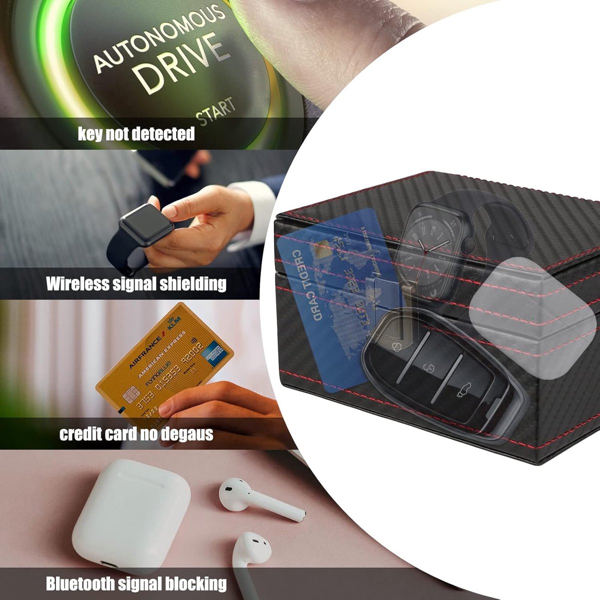 Autosleutel RFID Antidiefstal - RFID Beschermhoes Autosleutel - Beschermhoes Autosleutel Box - Autosleutel Kluis - RFID Anti-Diefstal Doos - Faraday Box Autosleutel - Faraday Box - Keyless Entry Hoesje - Sleuteletui - Sleuteltasjes - Cadeautjes - afbeelding 2