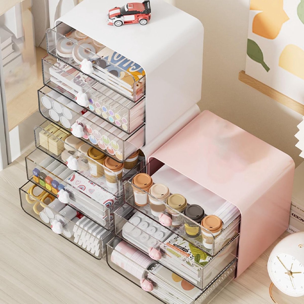 Ruimtebesparende Desk Organizer van Hoogwaardig Kunststof met Lades voor Kantoorbenodigdheden en Bureau-accessoires - afbeelding 2