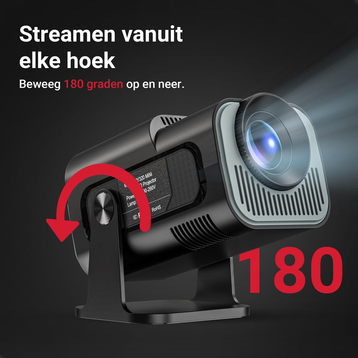 Mini Beamer - Mini Projector - 1920x1080P Full HD - 4K Ondersteuning - 430 Ansi - 12000 Lumen - Streamen Vanaf Je Telefoon / Tablet / PC / Laptop met WiFi & Bluetooth - Met Apps,YouTube / Netflix/ Prime - afbeelding 4