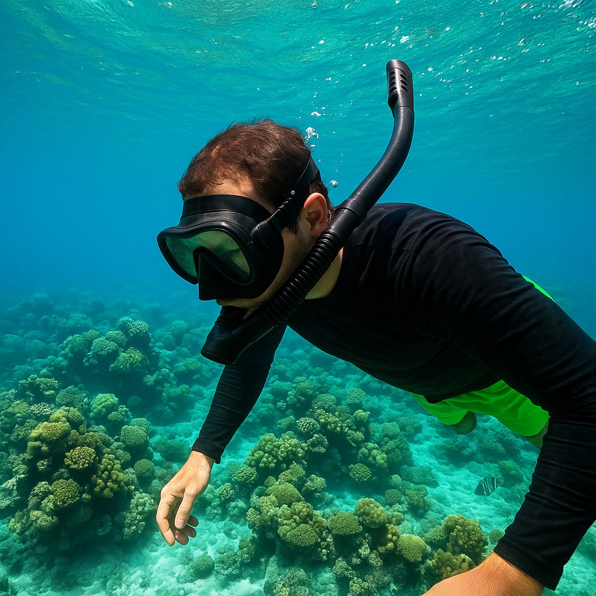 Travelhawk Snorkelmasker - Snorkel - Snorkelset - Duikbril met Snorkel - Duikmasker - Duikbril Kinderen - Duikbril Volwassenen - Versterkt Glas - Dry Top - Zwart - afbeelding 4
