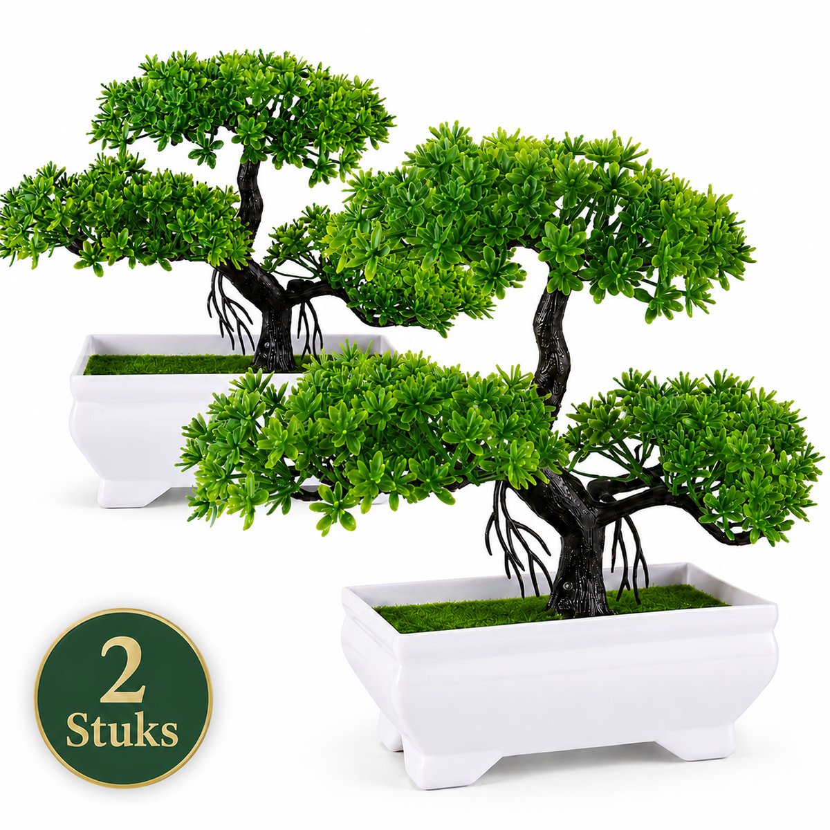 Boncy® Premium Bonsai Kunstplant in pot - 2 stuks Kunstplanten - Nep planten voor Binnen en Buiten - Kamer Decoratie - Nepplanten Kunst plant Boompje - Kunstbloemen - afbeelding 1