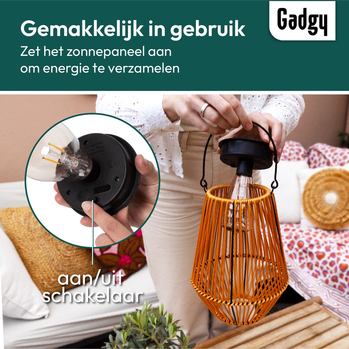 Gadgy Solar Tuinverlichting Rattan Bruin - afbeelding 2