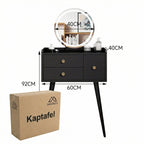 MAZAZU Kaptafel zwart met lades en LED-spiegel –Make up - tafel - 135cm - afbeelding 5