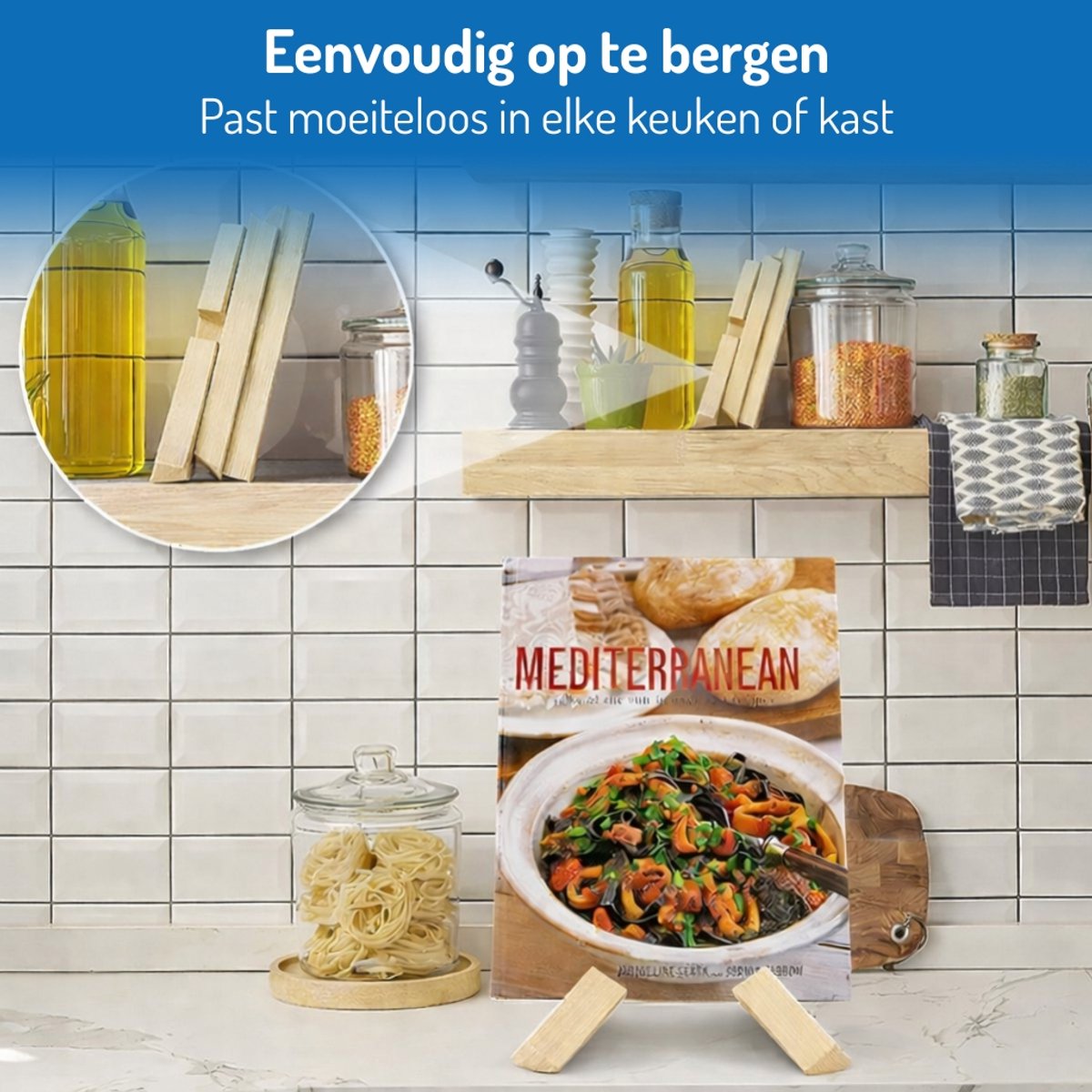 Tomec® Houten Boekenstandaard - Luxe Boekhouder voor Kookboeken en Tablets - Compact en Duurzaam - afbeelding 2