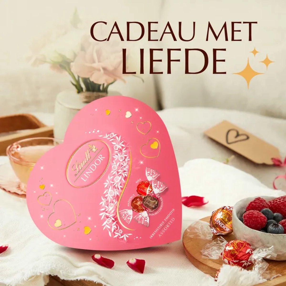 Lindt LINDOR Roze Hart gemengde chocolade Bonbons 160 gram - Chocolade Cadeau - Premium cadeauverpakking - afbeelding 5