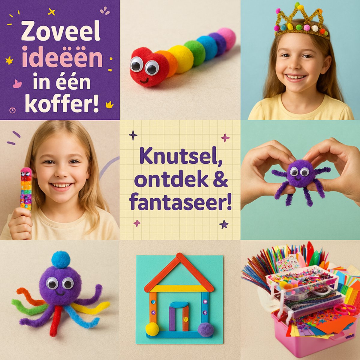 Vaive Knutselkoffer 1432-delig – Knutselen Meisjes - Kralen, Veren, Pompons & Wiebeloogjes - Knutselset - Knutselspullen - Knutselpakketten - afbeelding 5