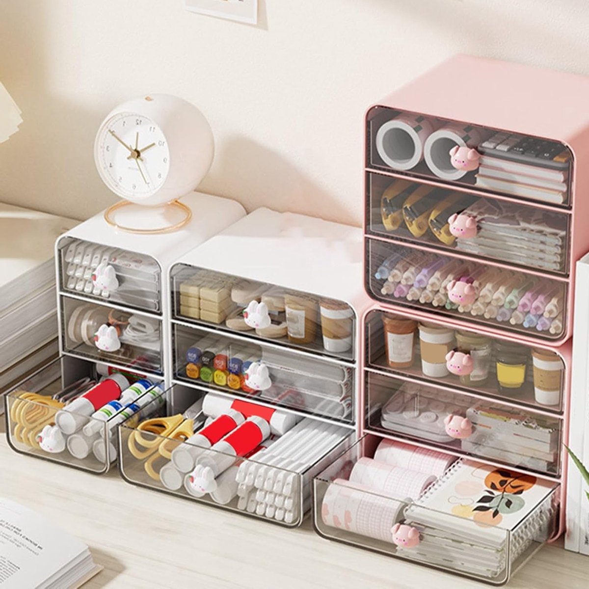 Ruimtebesparende Desk Organizer van Hoogwaardig Kunststof met Lades voor Kantoorbenodigdheden en Bureau-accessoires - afbeelding 3