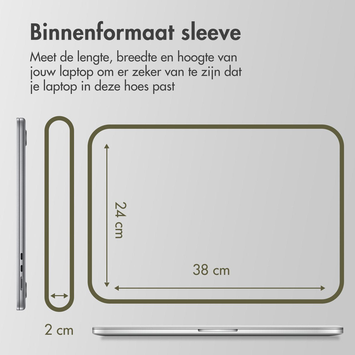 Accezz Laptop sleeve - Laptop Hoes geschikt voor 15 / 15.3 / 15.6 / 16 / 16.2 inch - Zwart - afbeelding 3