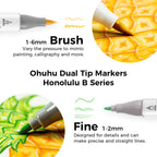 Ohuhu - Honolulu B Brush & Fine - Alcohol Art Markers - 104 kleuren - afbeelding 3
