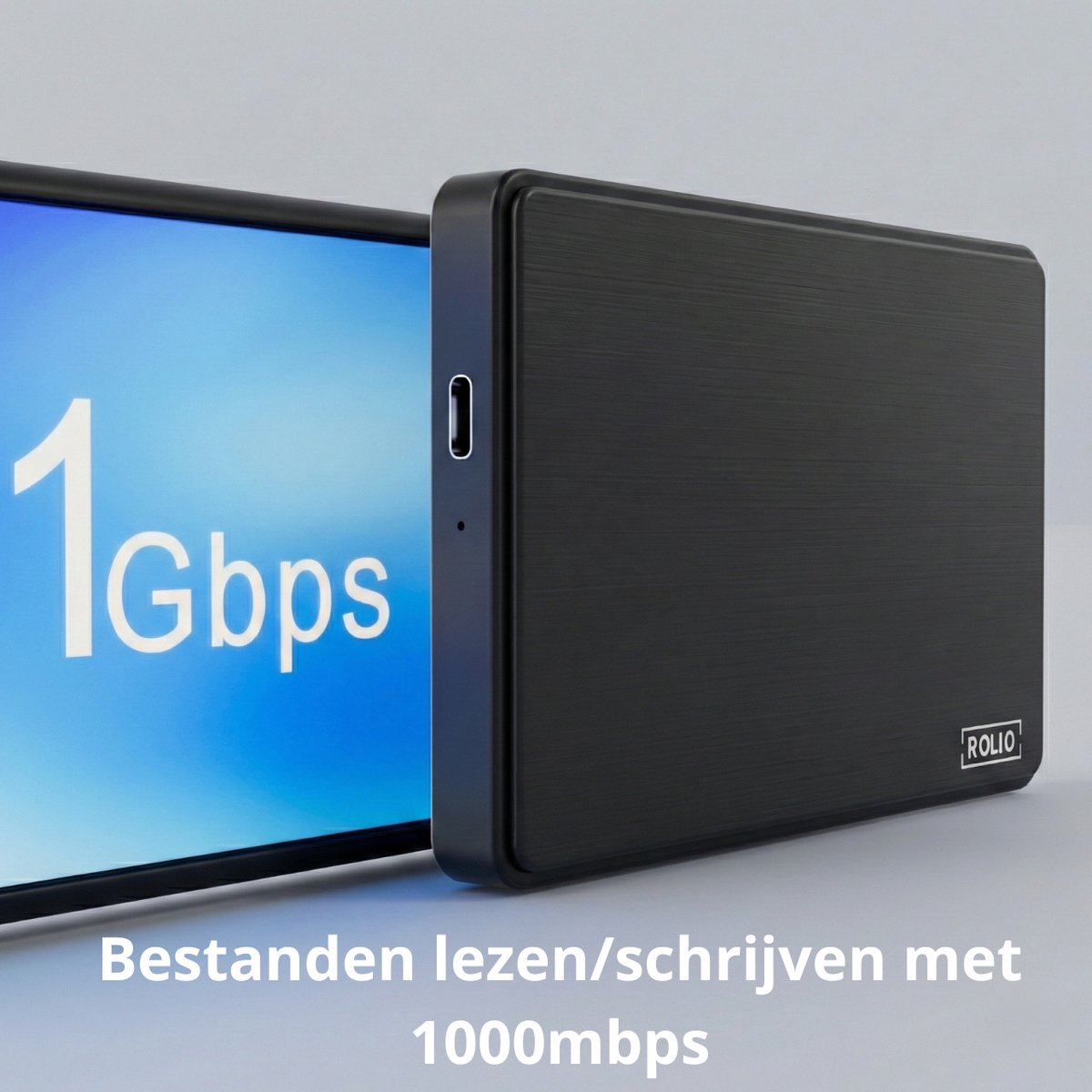 Rolio Externe Harde Schijf - USB 3.1 en USB C - 1Gbps snelheid - 500GB Opslag - afbeelding 4