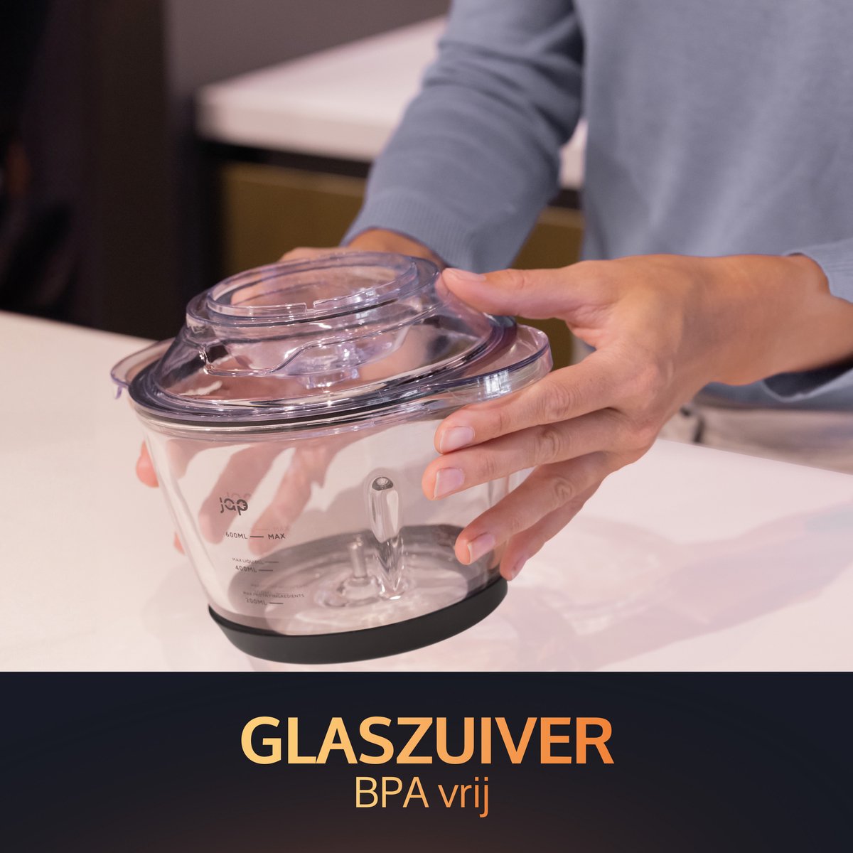 JAP Appliances Multi Chop - Hakmolen met glazen kom (600ml) - IJscrusher - Vaatwasserbestendig - Food chopper - 6 messen - 400W - afbeelding 3
