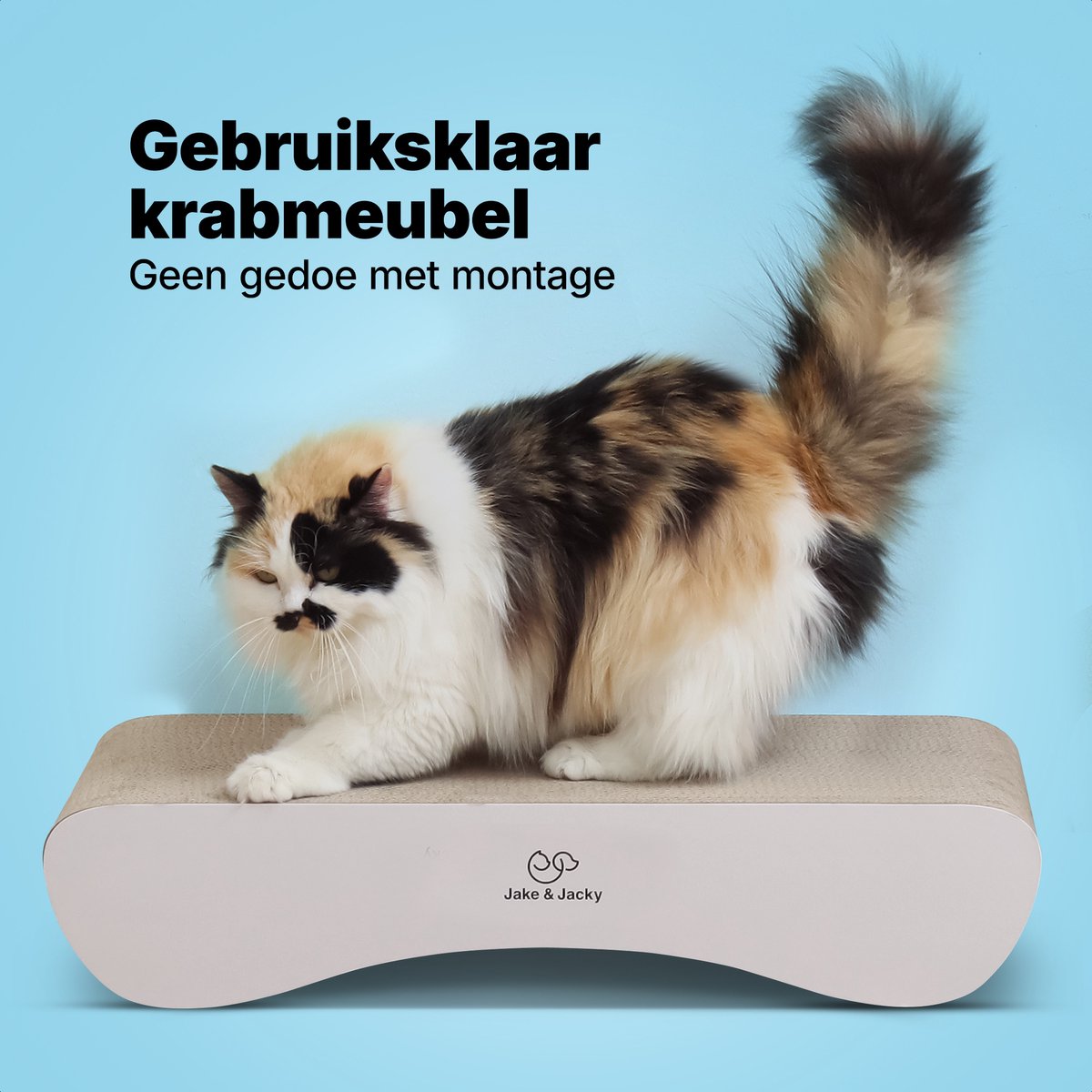 Jake and Jacky Krabkarton voor Katten 2 in 1 model - Krabpaal Karton - Krabplank - Krabmand - Krabmeubel - Kartonnen Krabmat - Kattenmand - Kattenbed - 71x24x21cm - afbeelding 3