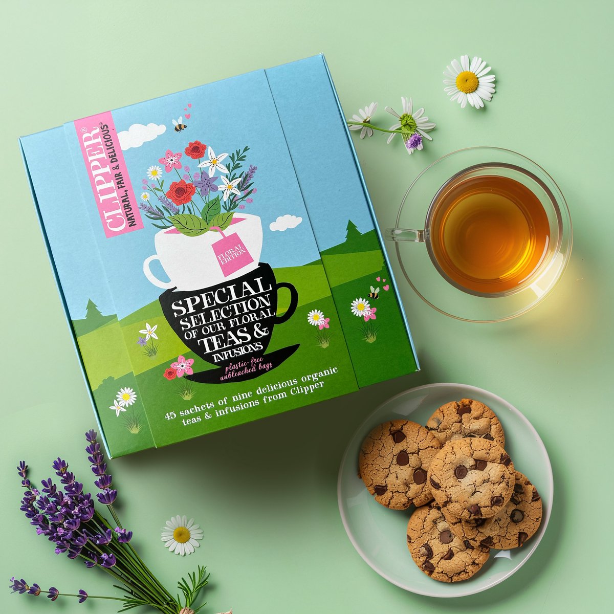 Clipper Thee Cadeaupakket - Biologische Kruidenthee - Floral Giftbox met 9 heerlijke smaken - afbeelding 2
