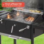 KitchenBrothers Houtskool BBQ - Smoker Barbecue - Verstelbaar Kolenrooster - PFAS Vrij - 42x57cm Grilloppervlak - Zijpanelen - Zwart - afbeelding 4