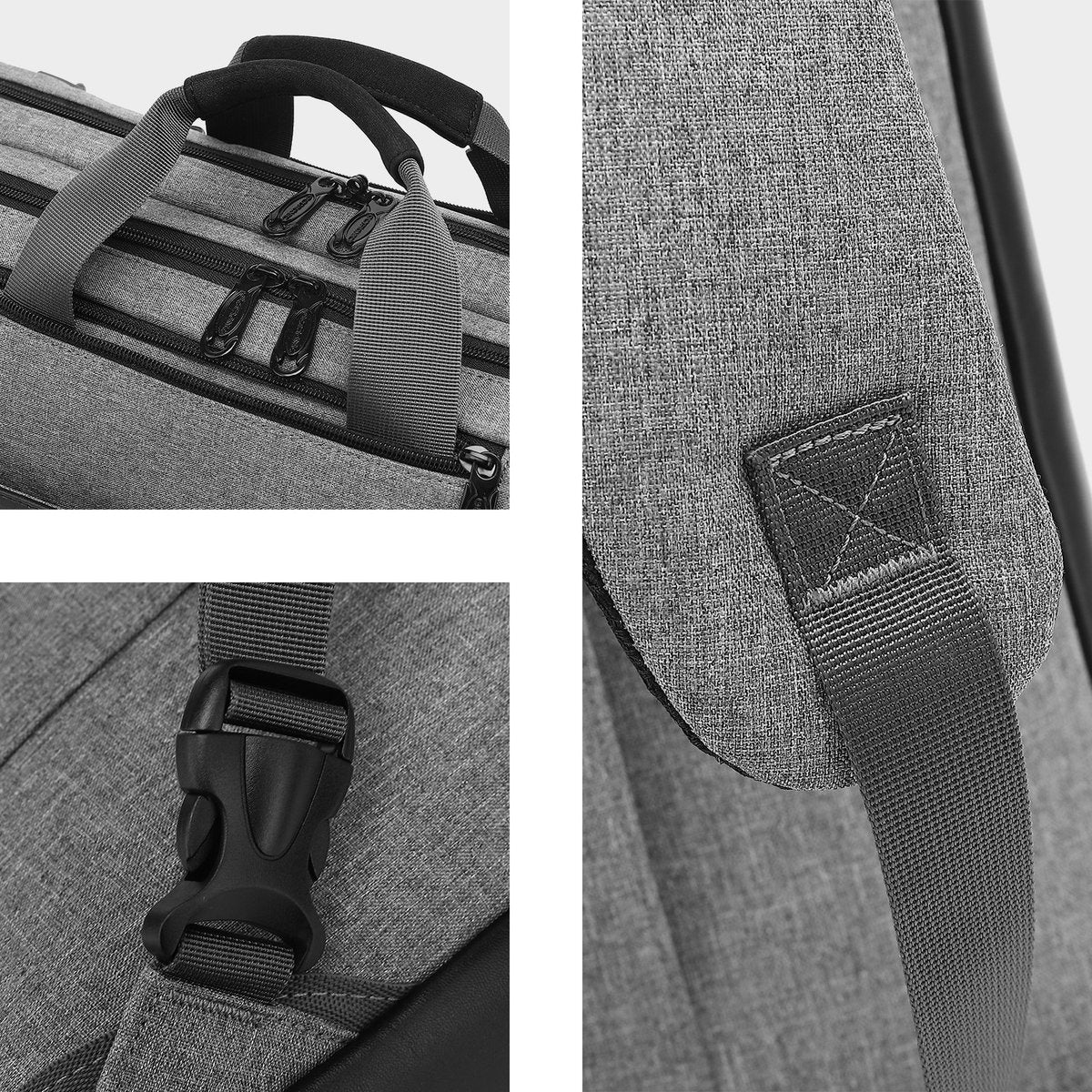 Laptoptas 17,3 Inch - 2 in 1 Laptop Rugzak en Schoudertas - 20 Liter - grijs/zwart - afbeelding 5