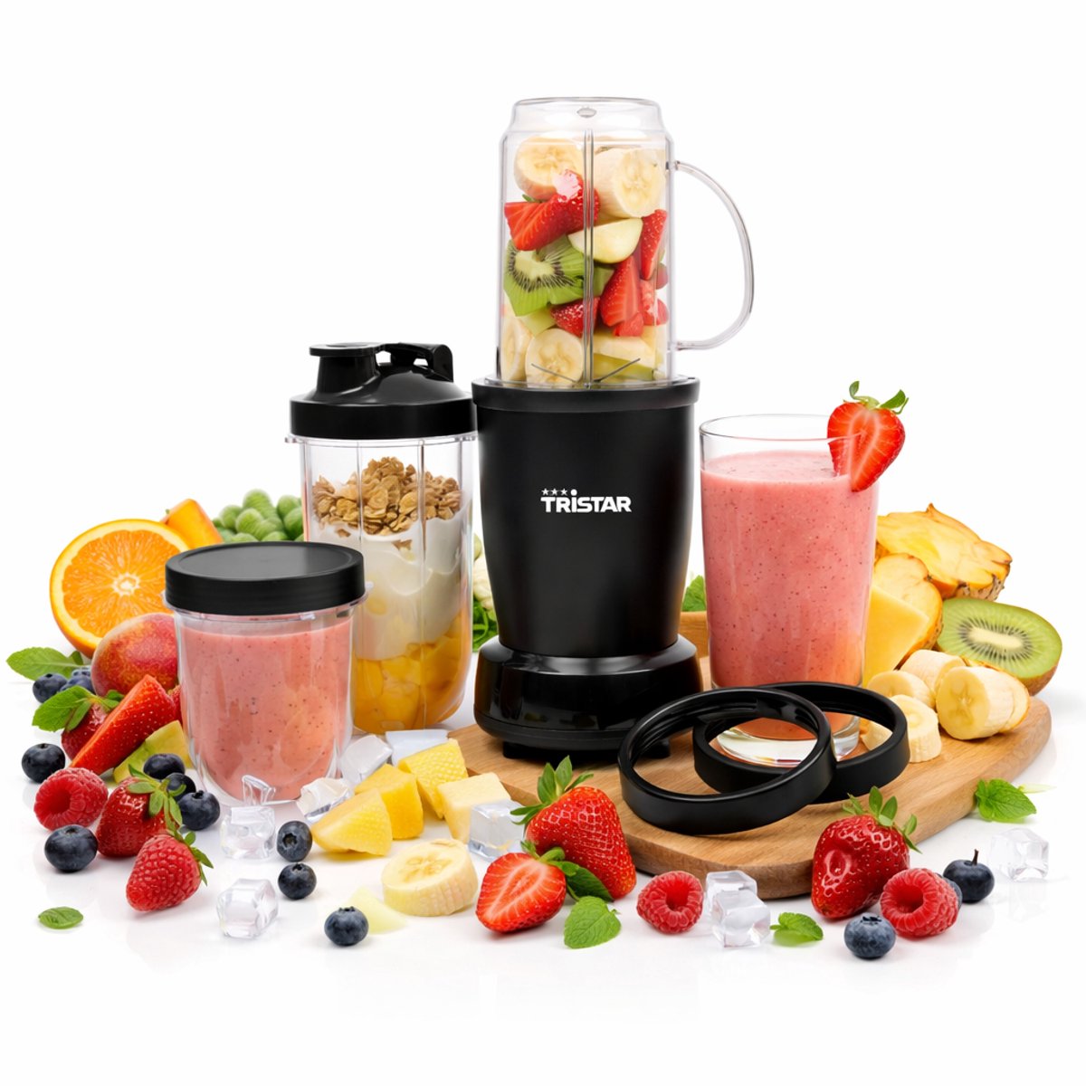 Tristar BL-4486 Smoothie Maker - Blender - 350W Vermogen - 0.5 Liter - Incl. 3 Drinkbekers - Vaatwasserbestendig - afbeelding 1