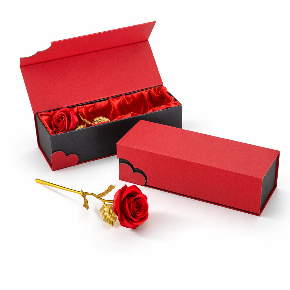 Gouden roos Rood in luxe geschenkverpakking | Bloemen |Verjaardagscadeau| Moederdag | Liefde | Rood | Kerstmis | Valentijnscadeau | Inclusief Giftbox - afbeelding 1