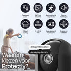 Protectly® Beveiligingscamera binnen - 2K Ultra HD - 64GB SD - Huisdiercamera met app - Beveiligingscamera's - Wifi Camera APP - Volgt beweging en geluidsdetectie - Bewakingscamera - 2.4/5 GHz - Zwart - afbeelding 2