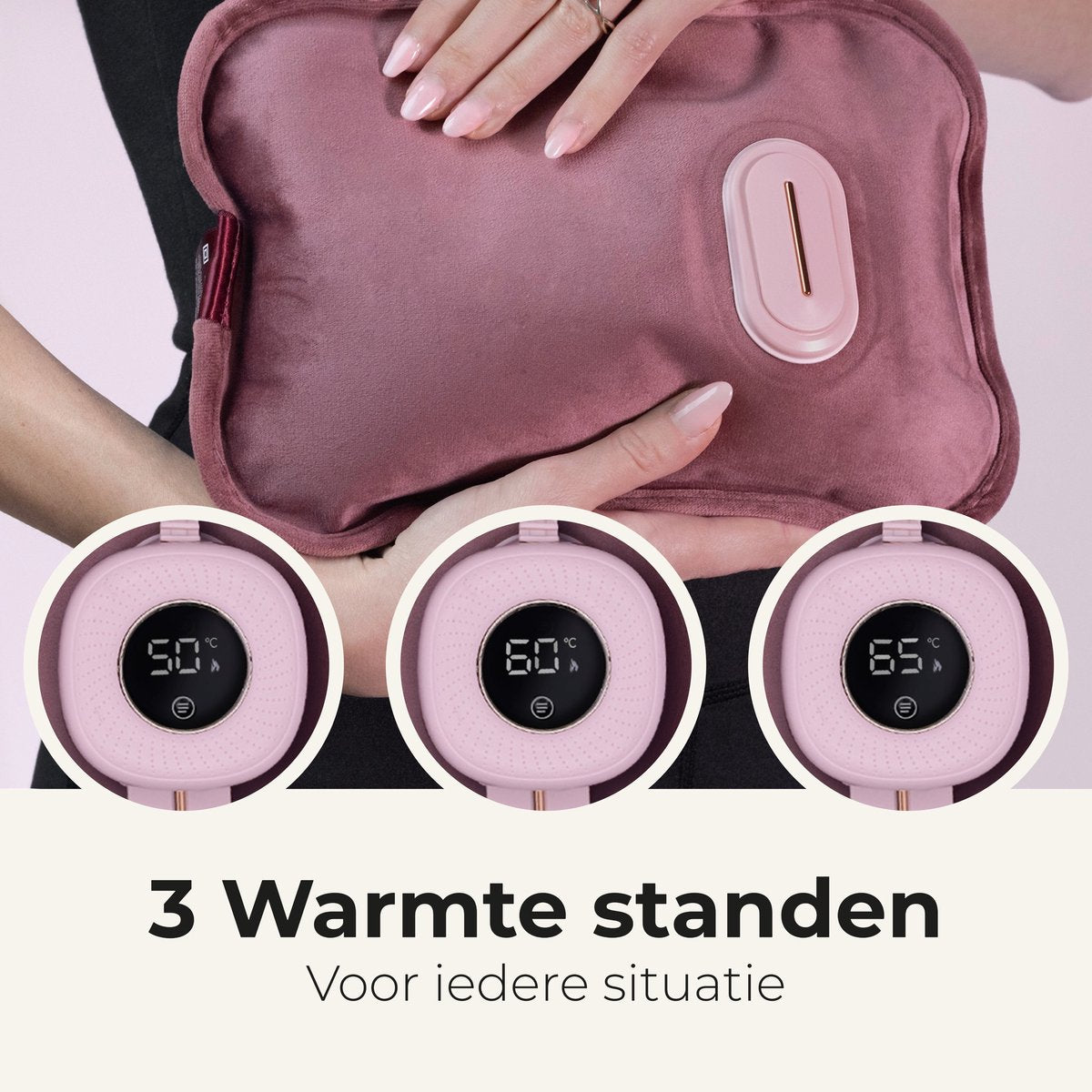 STAUS&BACH Bellune - Elektrische kruik met hoes - Warmwaterkruik met 3 warmtestanden (50°C tot 65°C) - 2 tot 10 uur Warm - Warmtekruik voor baby - Buikverwarmer, nekverwarmer en rugverwarmer - Menstruatie warmteband - Bordeaux rood - afbeelding 4