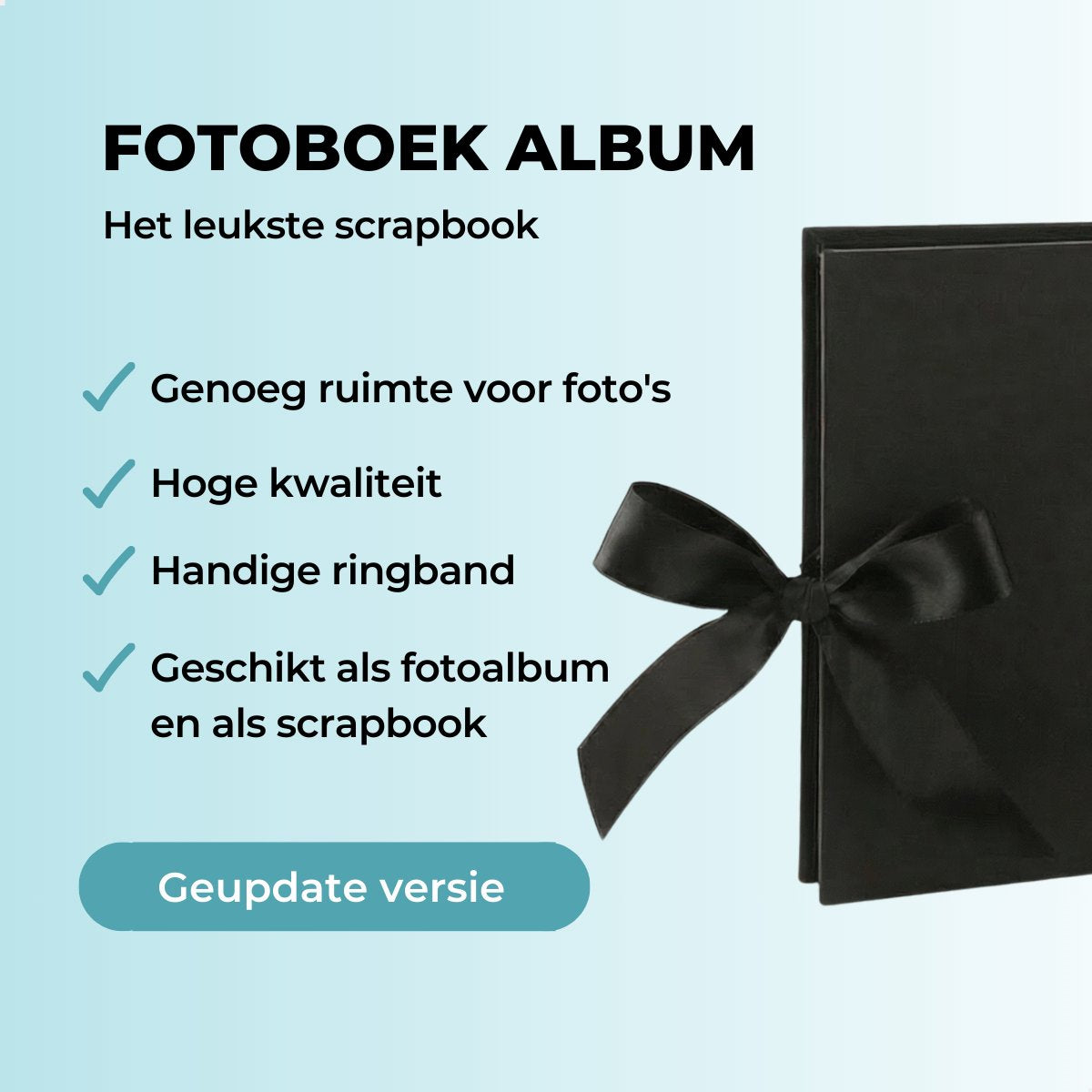 RENALUX Fotoalbum Plakalbum - Scrapbook Album - Plakboek - Foto Album - Gastenboek Bruiloft - Baby Album- 80 Pagina's - Zwart - afbeelding 2