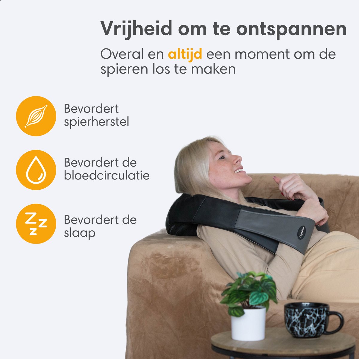 Lifeproducts Shiatsu Massagekussen Draadloos - Elektrisch Nekmassage Apparaat - Massage Apparaten - afbeelding 5