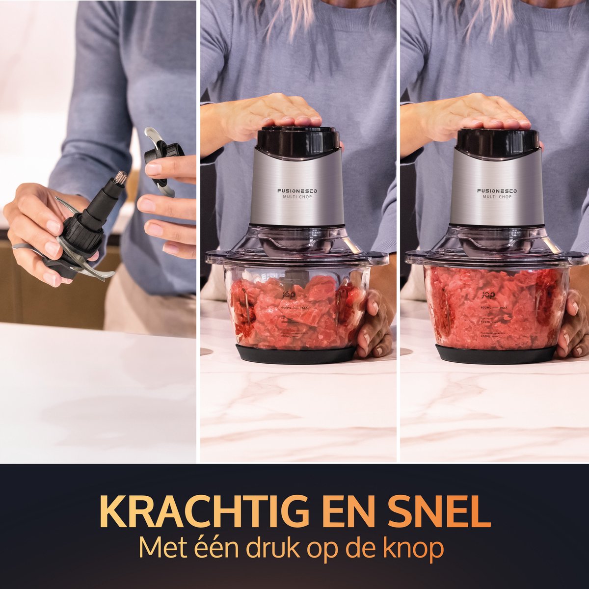 JAP Appliances Multi Chop - Hakmolen met glazen kom (600ml) - IJscrusher - Vaatwasserbestendig - Food chopper - 6 messen - 400W - afbeelding 4