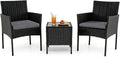 KOMFOTTEU 3-delige Tuinmeubelset, balkonmeubelset, PP-rotan met afneembare kussens, loungeset met 2 stoelen en tafe - afbeelding 1