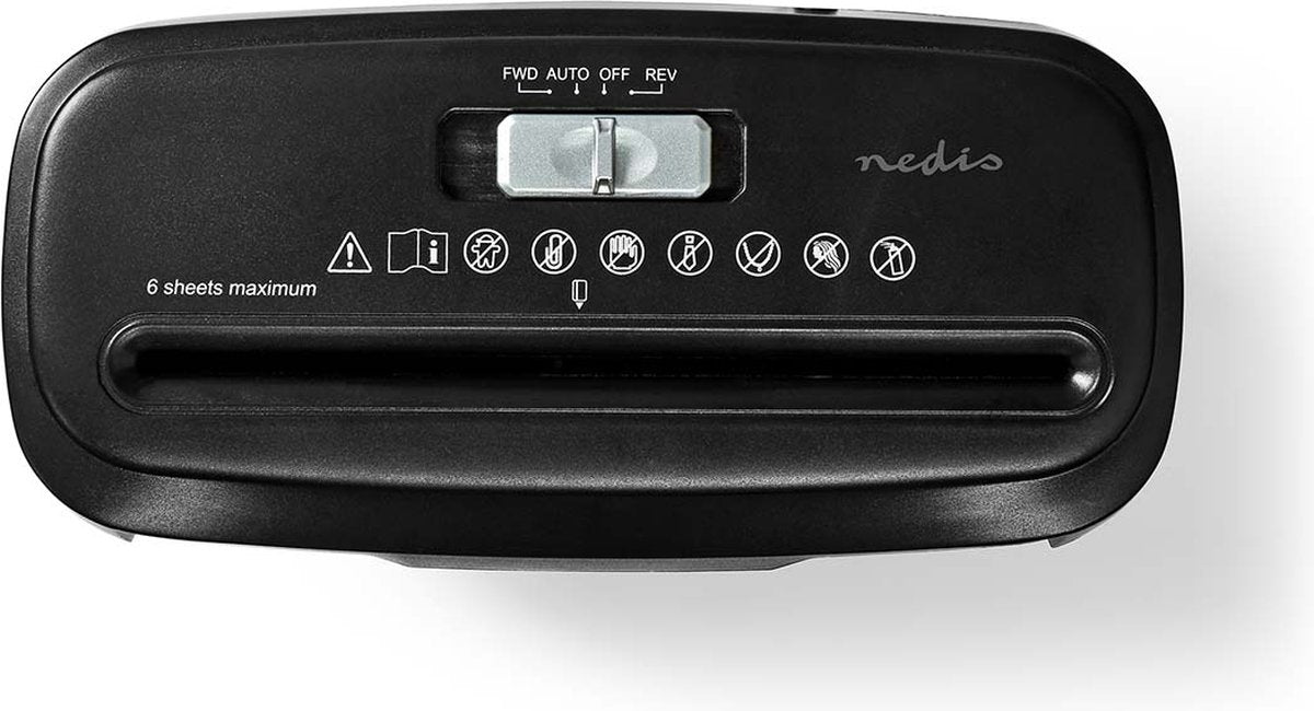 Nedis Papierversnipperaar - 6x A4 vellen - 10L - Voor thuis / kantoor - Stroken P2 - Zwart - afbeelding 3