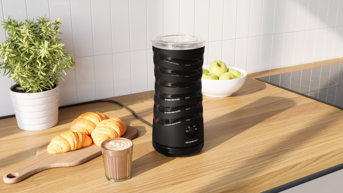 KitchenBrothers Elektrische Melkopschuimer - 4-in-1 - Melkklopper - BPA- & PFAS-Vrij - 240 ML - Handige Melkschuimer - Zwart - afbeelding 4