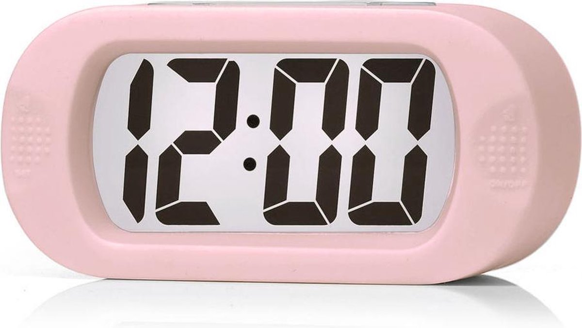 JAP AP17 digitale wekker - Stevige alarmklok - Met snooze en verlichtingsfunctie - Beschermhoes van rubber - Pastelle Roze - afbeelding 1