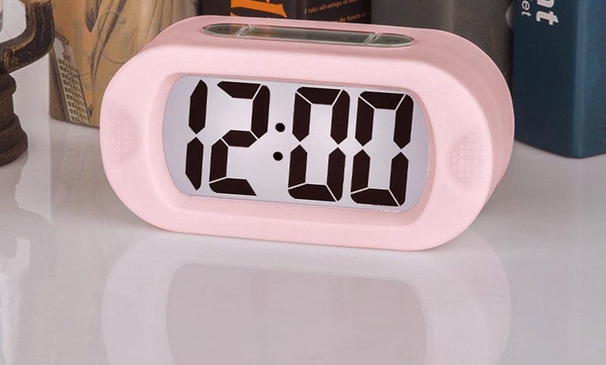 JAP AP17 digitale wekker - Stevige alarmklok - Met snooze en verlichtingsfunctie - Beschermhoes van rubber - Pastelle Roze - afbeelding 4